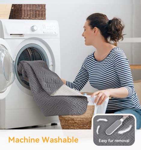 The Fellie wasserdichte Hundedecke, rutschfeste & Waschbare Hundematte, Haustierdecke für Hunde & Katzen, Sofa Schutzdecke gegen Tierhaare & Kratzer, Ideal für Couch, Bett, Autositz (Grau,97×190cm)