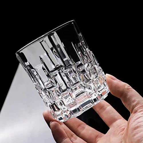 Image of Whiskey Glass Transparent, 310 ML, Whisky Glass, Diamond Design Bar Glass for Drinking Bourbon, Whisky, Scotch, Cocktails, Cognac - Old Fashioned Cocktail Tumblers Set of 6 (RCR .$., 6)
