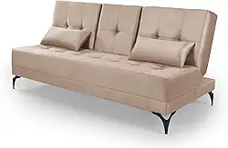 Sofá Cama Solteiro Colorado Reclinável 3 Posições Tecido Suede (Bege)
