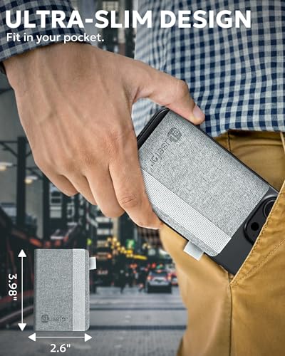 Image of Stick-On Phone Wallet for Back of iPhone or Android Case | 11 Sleeve Credit Card Holder - Pocket for Cards, Money & ID - Built-in Stand - Waterproof Material - Travel, Work & Life-Proof - Gray