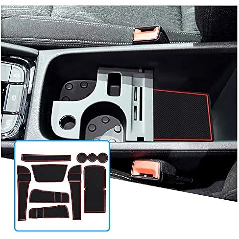 SHAOHAO car non-slip inner door gate slit mats for Skoda Karoq 2018+ cup holder pads grooved mat cushion rubber mat Cover