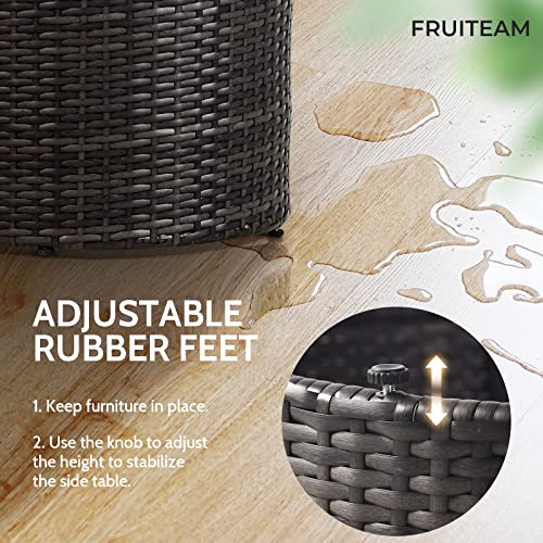 Fruiteam Patio Ottoman Wide Wicker Footstools, Outdoor Small Rattan Table Weather-Resistant Resin Barrel Storage Basket Outdoor Indoor Use #TOP7