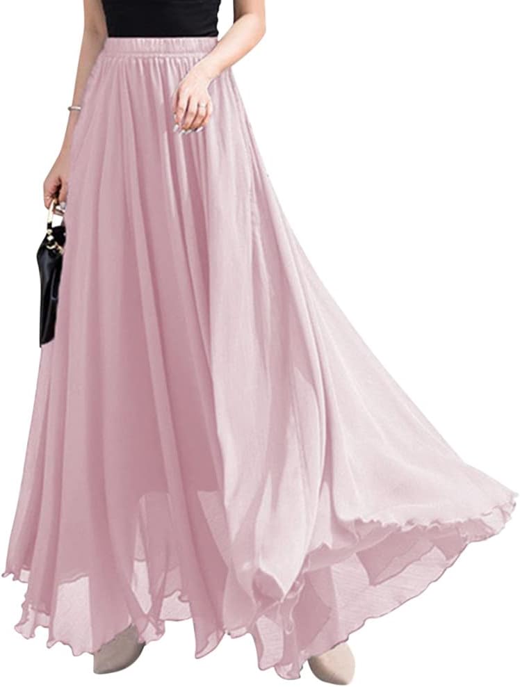Jupe Longue Plissée Femme Mousseline Taille Haute – Fluide, Élégante Et Chic En Tulle