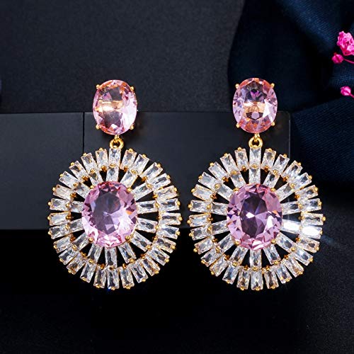 Boucles d'oreilles rondes cristal topaze blanche rose pour illuminer vos soirées