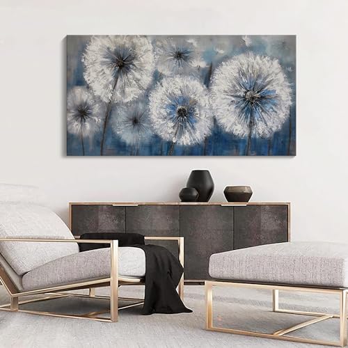Image of Dandelion Painting Wall Art Canvas Print Picture for Living Room Large White Flower Flora Home Bedroom Decoration Modern Framed Artwork Decor, 20x40