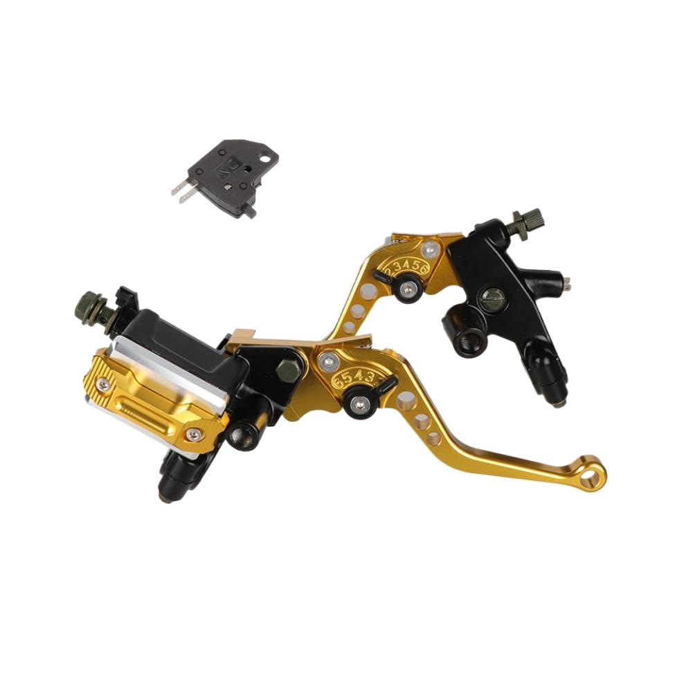 Hscjmeht Gold Universal Motorcycle 7/8 Inch 22Mm Handlebar Cnc Hydraulic Brake Master Cylinder Clutch Lever Kit(Gold)