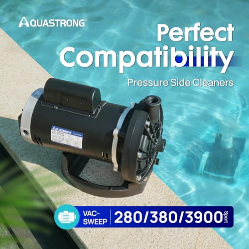 Image of Aquastrong PB4-60 Pool Booster Pump, Pure Copper Motor, 3 /4 HP, Dual Voltage 115V /230V, Low Noise, Wide Compatibility, Easy Installation for Pressure-Side Pool Cleaners Vac-Sweep 280, 380, 3900-Black