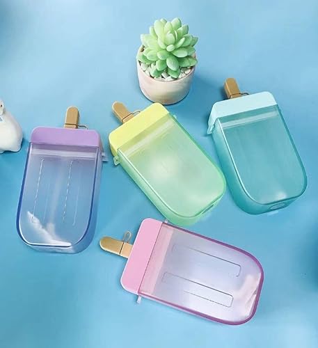 Miniatura 9 de YunQin - Botella de agua de 10 fl oz con forma de paleta de helado y pajita, botella plástica transparente libre de BPA para beber agua y jugos,