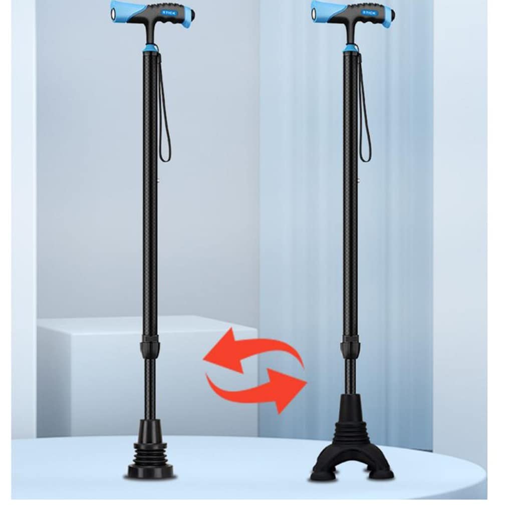 GCX- Muletas for Ancianos Bastón Ligero Antideslizante de Cuatro Patas con Cabeza de Goma Ayuda telescópica for Caminar for Ancianos con bastón de Cuatro Patas Firma