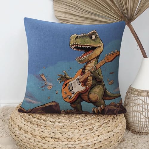 Housse de coussin dinosaure guitare pour une chambre d'enfant joyeuse - 6