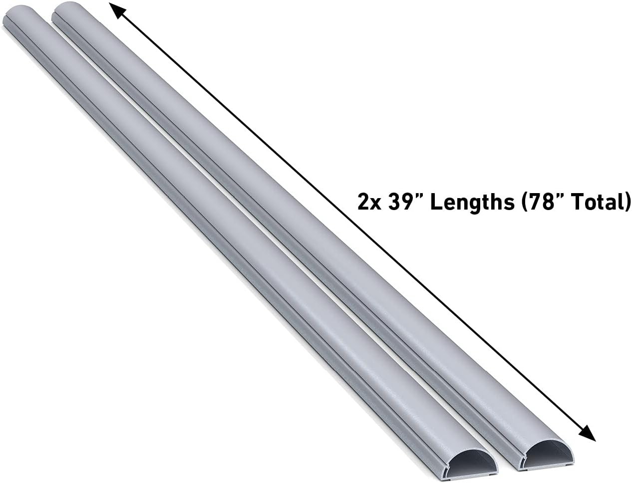 D-Line 2X Medium Cable Raceway 39" Lengths & Accessory Pack - 2X 1.18" (W) x 0.59" (H) x 39" Lengths (6.56ft Total) with 10 Accessories - Aluminum-Effect