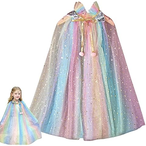 Children's Cape Princess Colourful Tulle Cape Fancy Dress Box for Children Princess Dress Girls Carnival Party Outfits Cosplay for Children Cover