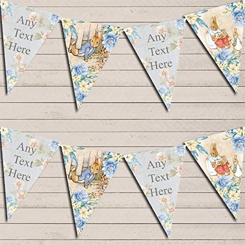 Shabby Chic Vintage Peter Rabbit Banner Christening Personalised Bunting Banner Garland