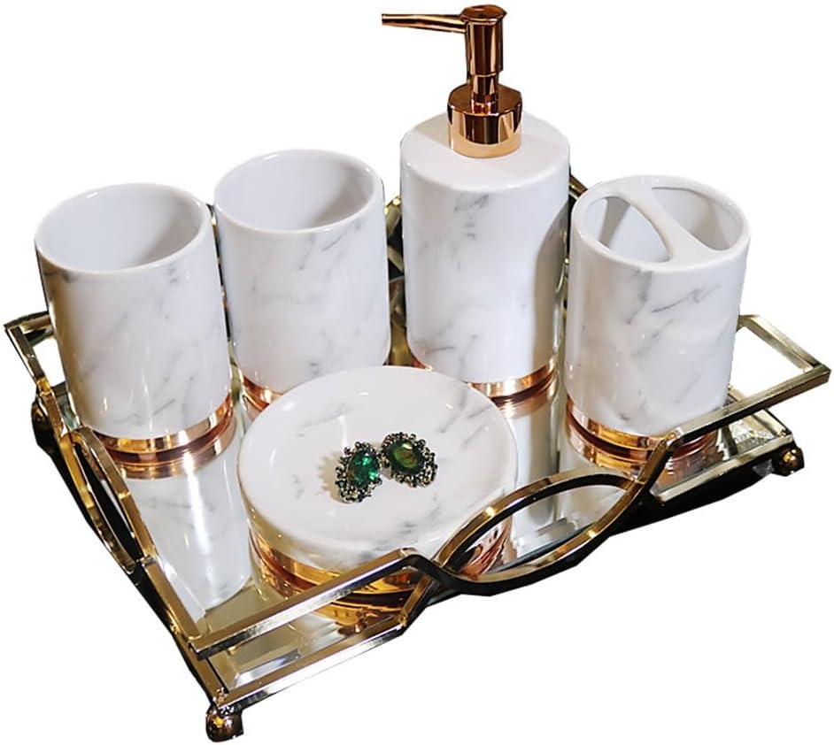 Ceramic Bathroom Five-Piece Set Nordic Imitation Marbled Wash Suite European Hotel Supplies
