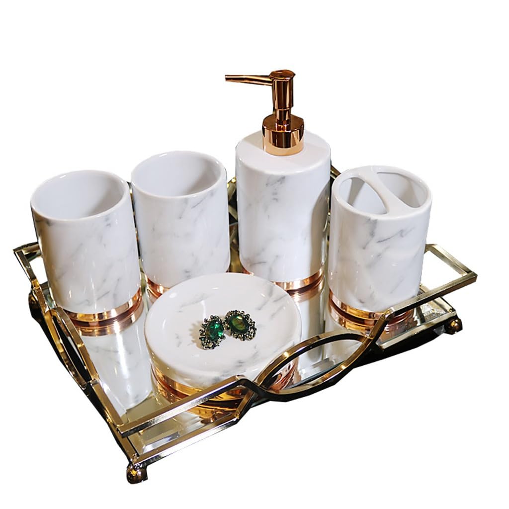 Ceramic Bathroom Five-piece Set Nordic Imitation Marbled Wash Suite European Hotel Supplies