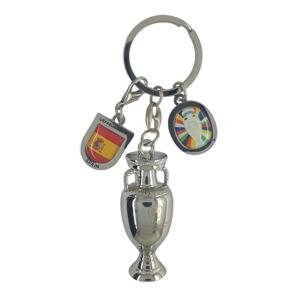 Llavero Trofeo Eurocopa 2024 (45mm) con Etiqueta España Campeón – Coleccionable Oficial de Fútbol en Zamak para Aficionados