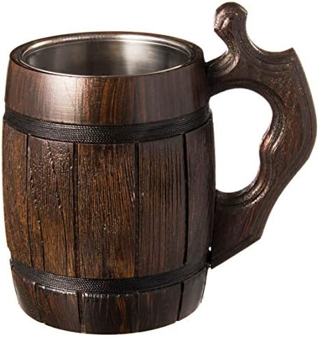 MyFancyCraft Handmade Beer - Mug Oak - Wood Dark Natural - Eco-Friendly Wooden Tankard Gift Barrel - Cup