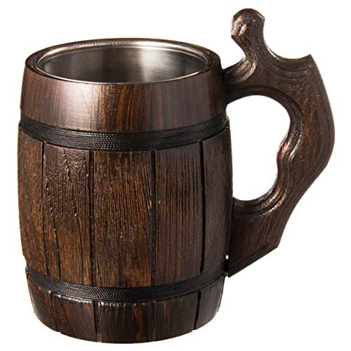 Handmade Beer – Mug Oak – Wood Dark Natural – Eco-Friendly Wooden Tankard Gift Barrel – Cup