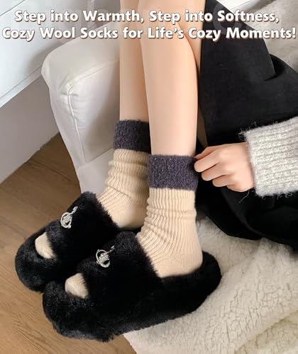 Image of IIG Winter Warm Wool Socks for Women Original Design Trendy Boot Socks Ideal Gift