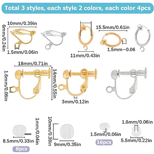 SUNNYCLUE 1 Box 48Pcs Earring Converters Clip on Earring Findings Bulk Silicone Earrings Pads 24Pcs Ear Cushions 24Pcs Hypoallergenic Clip-on Earrings Converter Components for Non-Pierced Ears - Image 2