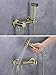 JKSVTF Brass Brushed Gold Bidet hot and Cold Water Set Toilet Spray Ass Flusher Nozzle Set, Hand Blender Valve Jet Pres Set Shower Head with Pressure,A (B)