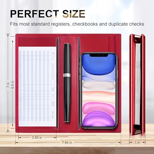 Image of CASMONAL Checkbook Covers for Personal Checkbook Holder RFID Premium Vegan Leather Checkbook Cover for Duplicate Checks