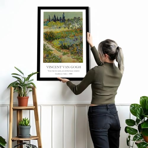 Image of Waltractive Vincent Van Gogh Paintings Framed Poster with Beautiful Quotes - Available in 33x22 and 48x33 CM - Classic Art Poster with sleek Black Frame - Elegant Home and Office Decor (Garen at Arles, 9x13 Inch, Framed)