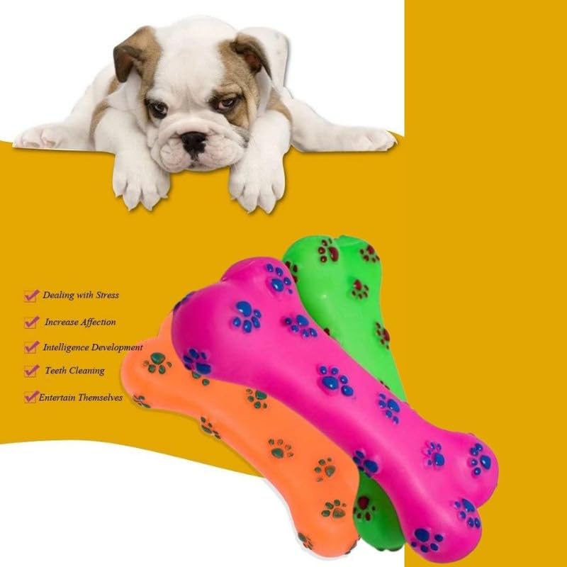 BohoBark Dog Bone Toy, Durable Indestructible Dog Chew Toy Anxiety Reduction Interesting Teeth Grinding Cleaning Tear Resistant Rubber for Pet Supplies for Dog (L) Pack of 1 2