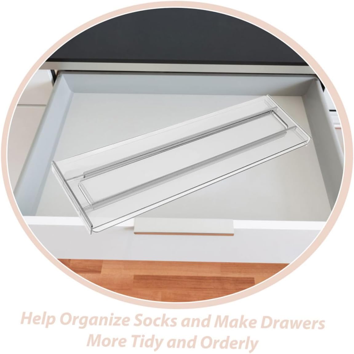 8pcs Adjustable Expandable Dresser Drawer Dividers Organizer for Socks Underwear and Clothing, White Plastic Storage Separator for Home and Closet, 27.5cm-52cm
