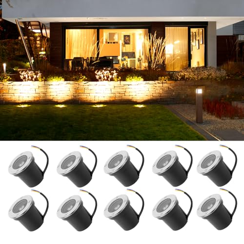 Iluminación Exterior, Home Improvement CHENBEN Lampara Empotrado LED para Piso,3000k Luces para Jardin 3W IP65 Focos para Exterior Jardín Patio Entrada Cubierta Luces de Camino 110-220V paquete de...
