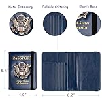 TOURSUIT RFID Blocking Passport Holder for Women Men, Leather Passport Travel Wallet with Metal 3D Metal Badge, Travel Document Holder Cover Accessories (Dark Blue) - Image 3