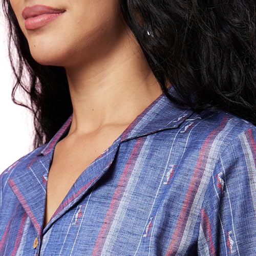 Image of Globus Women Green Casual Striped Lapel Shirt Collar 3 /4th Sleeve A-Line Kurta-3639791001