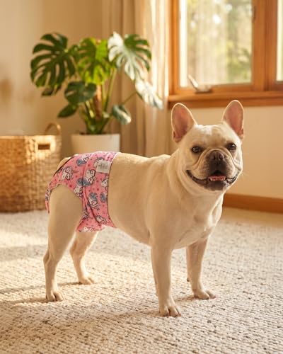Image of CuteBone Washable Female Dog Diapers 4 Pack Reusable Doggie Heat Diapers for Period FMG09XS