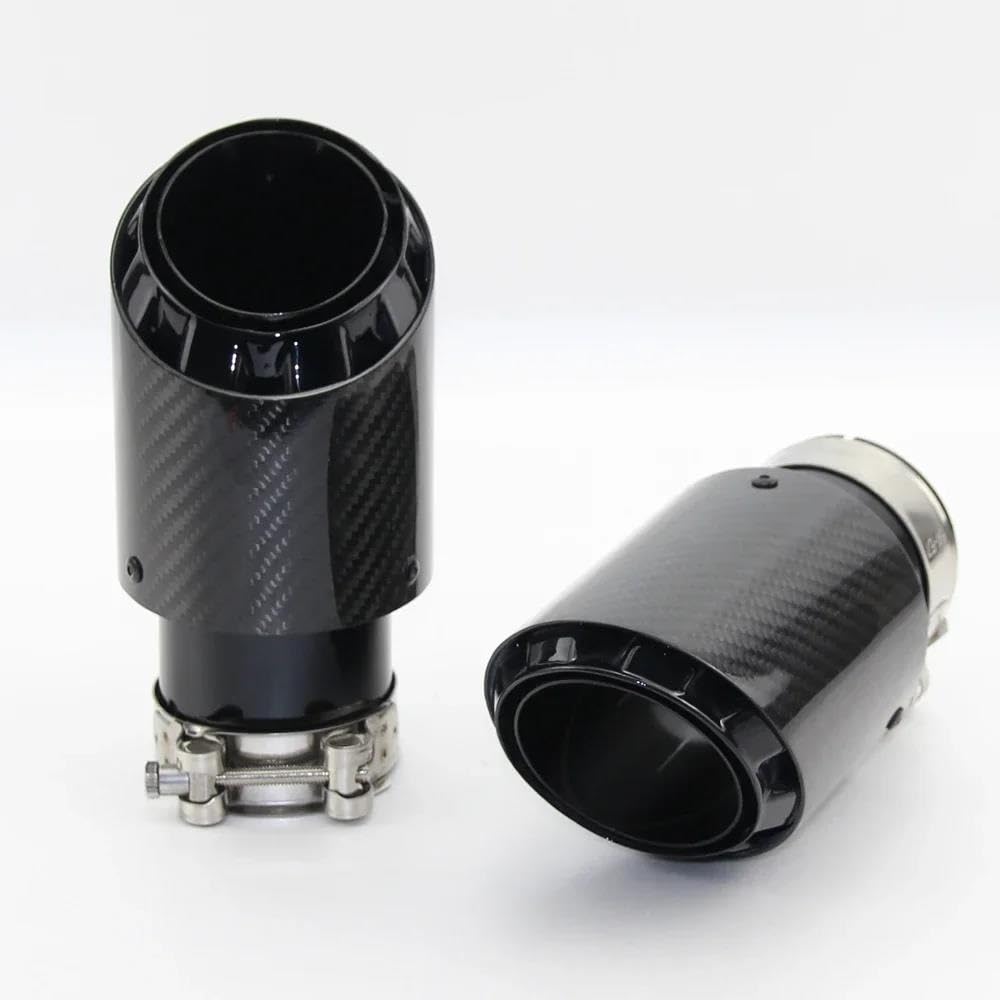Tuyau d'échappement 1Pcs Tuyau D'échappement Silencieux Queue Gorge Acier Inoxydable Avec Fibre Carbone Noir 89/101/114mm Modifications Voiture À Usage Général Terminal d'échappement(70mm out 89mm)