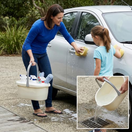 Image of Haundry 4.5 Gallon Cleaning Bucket, Good Grips Household Mop Bucket for Cleaning Supplies, Cleaning Caddy Organizer Basket with Handle, 17.1L, White