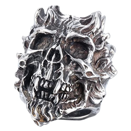 Skull Ring Men Stainless Steel Jewelry Rings Deivl Skull of Night's King Ring Gothic Death Scary Rings (13)