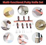 Drywall Knife Set, 10 Pcs Stainless Steel Drywall Hand Tool Kit Includes Putty knife, Taping knife, Painter Scraper Tool & Mud Pan for Joint Taping, Finishing, Patching on Wallpaper