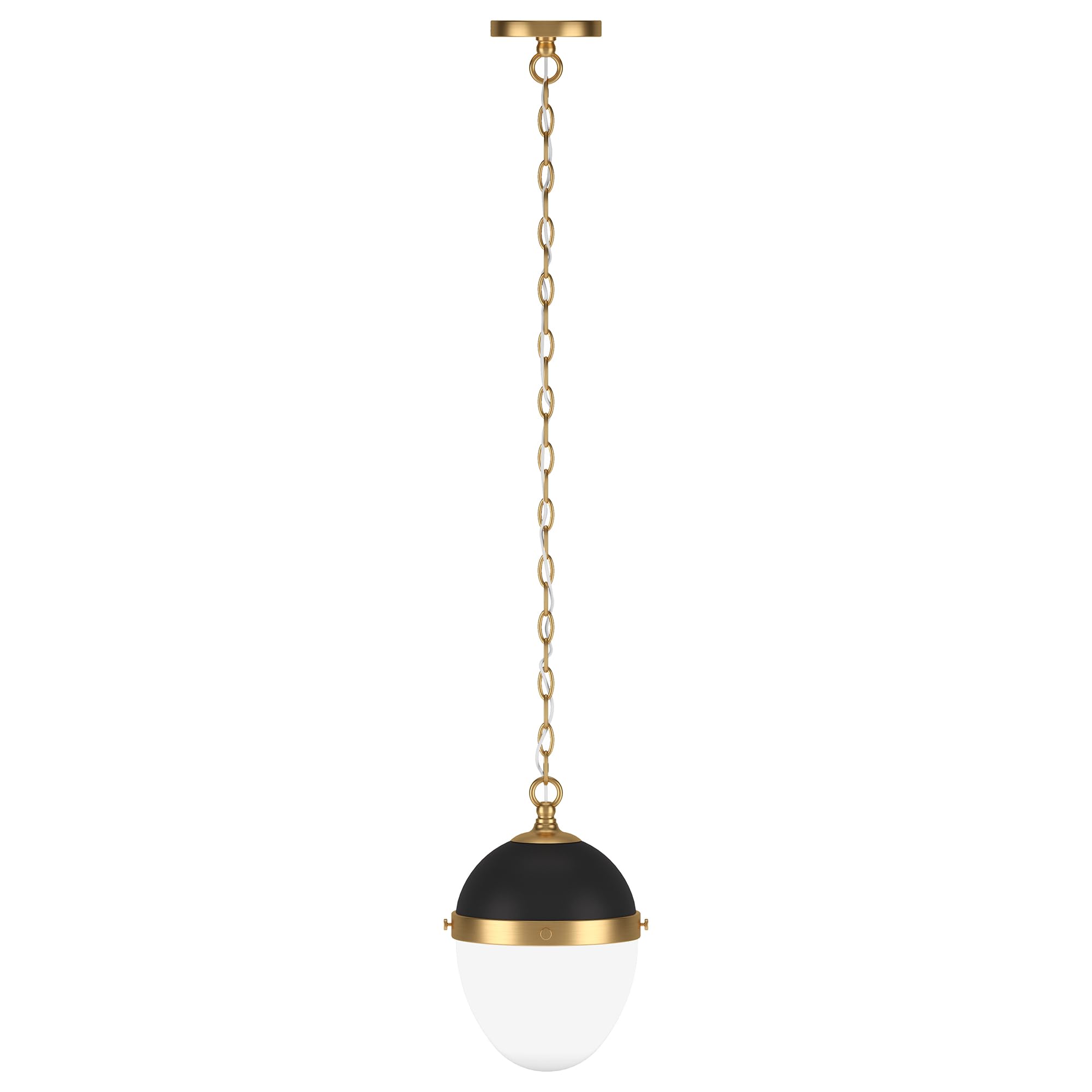 Henn&Hart 9" Wide Pendant with Glass Shade in Blackened Bronze/Brass/White Milk, for Home, Living Room, Bedroom, Entertainment Room, Office, Kitchen, Dining
