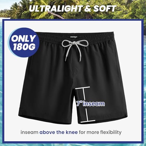 Image of maamgic Mens Slim Fit Swim Shorts Swim Trunks 7 inch Quick Dry Mens Bathing Suits with Mesh Lining
