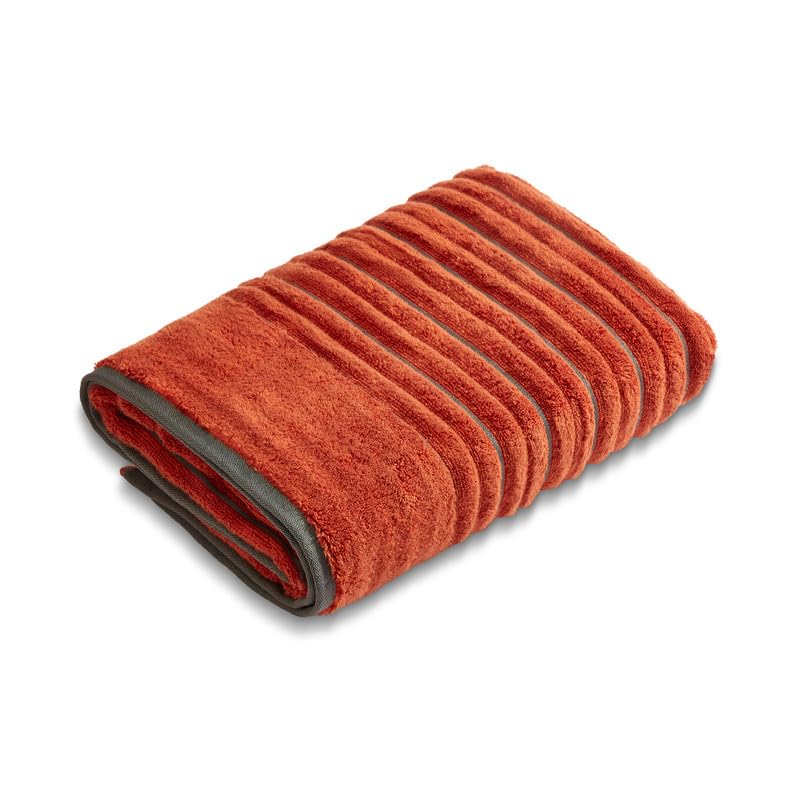 Spaces Exotica 100% Cotton 575 GSM Dobby Weave Solid Premium Bath Towel | Super Absorbent, Quick Dry & Ultra Soft - 75 x 150 Cm - Dark Orange-picture-23