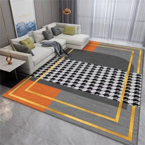 Tapis de chambre géométrique gris et orange 70x140cm - 2