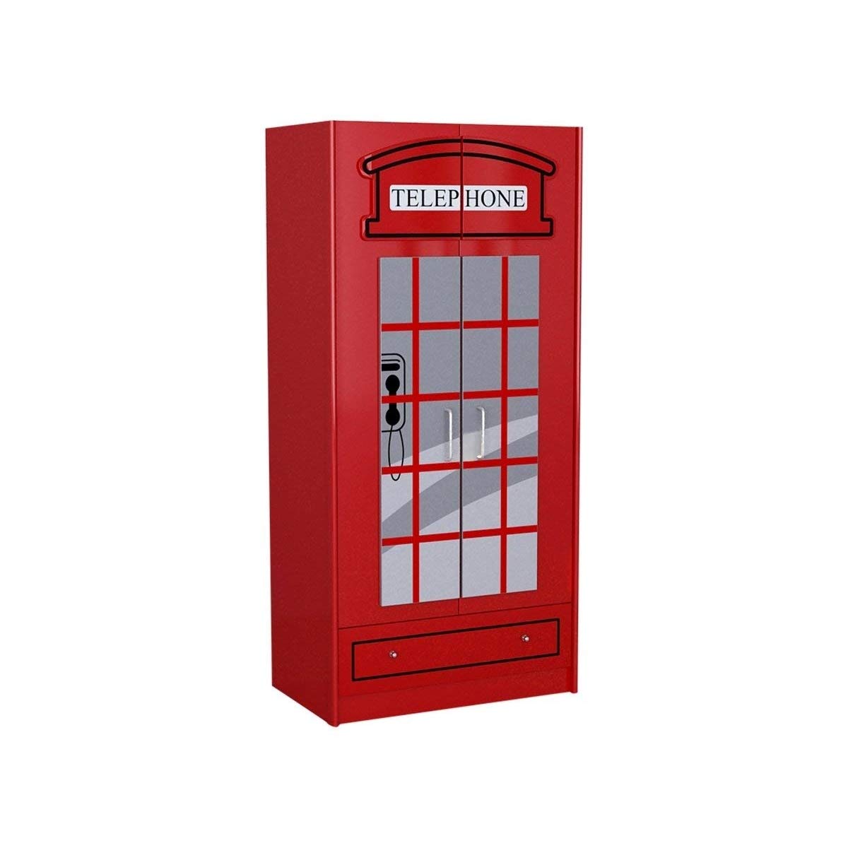 Vipack SCWRLB London Wardrobe 90 x 190 x 56 cm Lacquered Red
