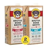 Brutus Broth for Dogs - All Natural Bone Broth for Dogs with Chondroitin Glucosamine Turmeric -Human Grade Dog Food Toppers - Beef and Pork Bundle