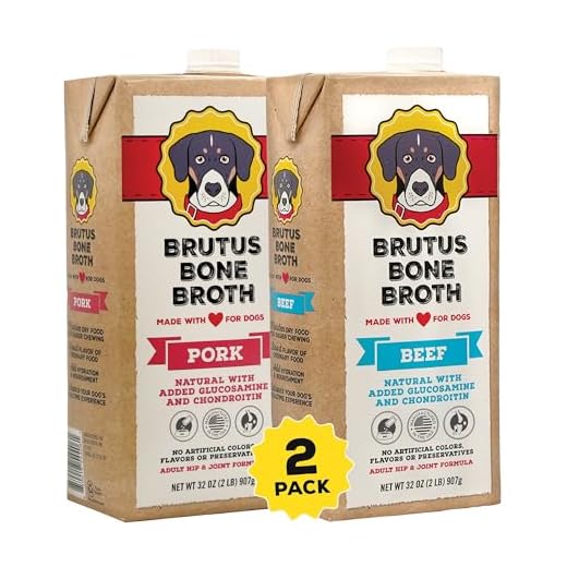 Brutus Bone Broth Liquid for Dogs | All Natural | Made in USA | Glucosamine & Chondroitin for Healthy Joints | Human Grade Ingredients | Hydrating Dog Food Topper, Gravy & Treat (Beef & Pork)
