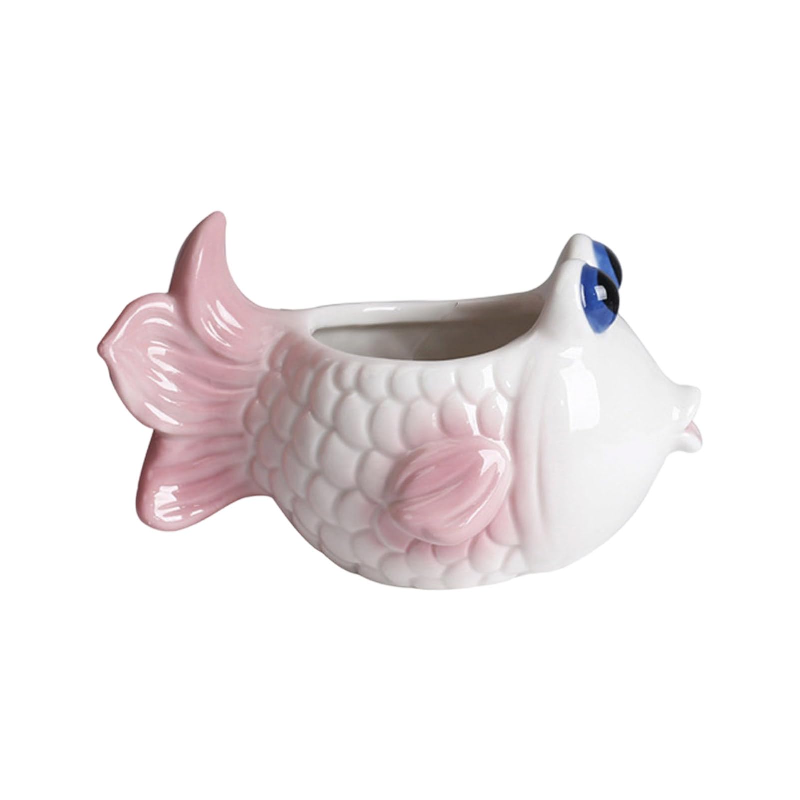 Hsioluted Ceramic Fleshy Plant Container Fish Shape Cartoon Ceramic Plant Cactuses Flower Planter Home Desk Gardening Accessories Planter