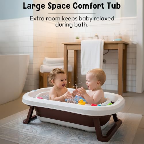 Image of StarAndDaisy Baby Bath Tub for 0 to 5 Years /Bath Tub for Kids 0-3 Years, Tub for Girls & Boys with oldable Legs, Easy to Store -Brown