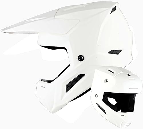 1Storm Casco de motocross juvenil para niños, casco ATV BMX MX Dirt Bike Go Kart Adolescente Blanco Brillante