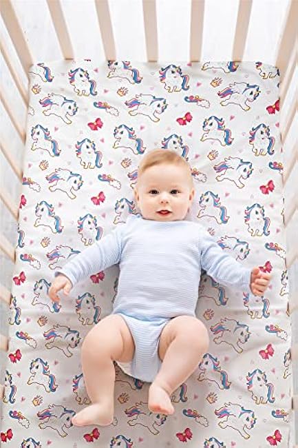 4 Pack Soft Baby Girl Crib Sheets for Standard Crib Mattress Unicron Rainbow Heart Cute Neutral Polyester Unisex Fitted Crib Sheets Set for Baby Girls