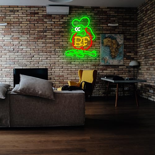 Image of Retro Rat Neon Sign, Dimmable Cartoon Retro Rat Neon Sign, Vintage Hot Rod Decor Wall Art For Beer Bar Kids Bedroom Wall Decor Shop Game Room Gifts(10.2 * 12.9in)