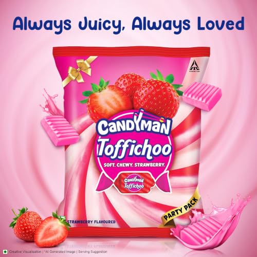 Image of Candyman Toffichoo, Strawberry Soft Toffees For In-Home Serves, 780g